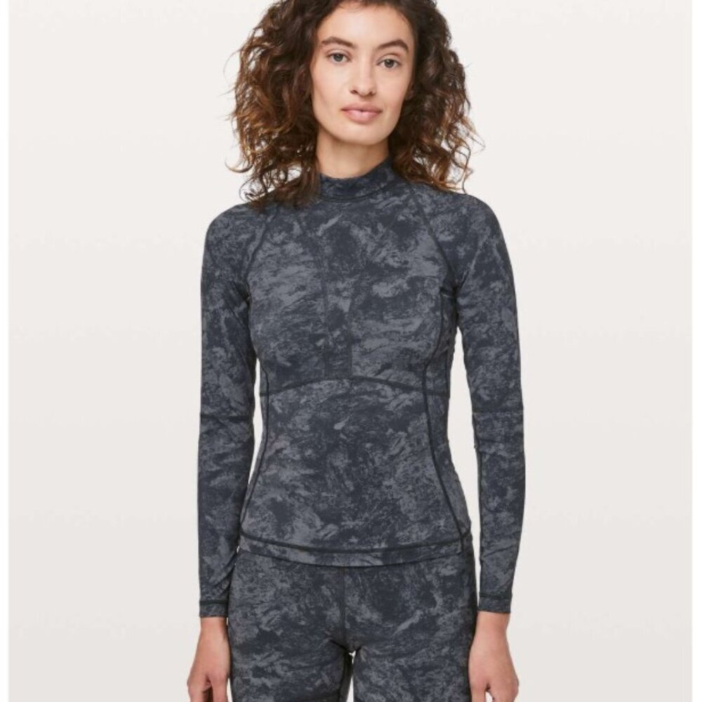 NWOT Lululemon Beach Break Rashguard Washed Marble Titanium Deep Coal Sz 4